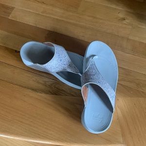 Fit flops size 8 worn once silver with flecks of blue and pink